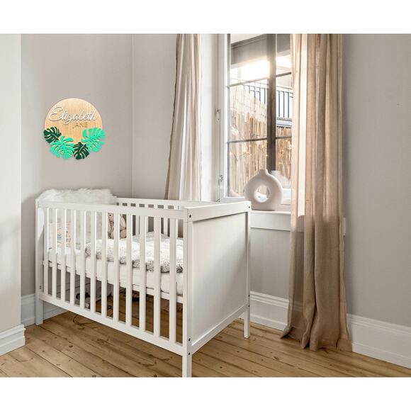 Custom Wooden Name Sign - Modern Tropical Monstera Leaves Personalized Gift - Picture 2 of 10